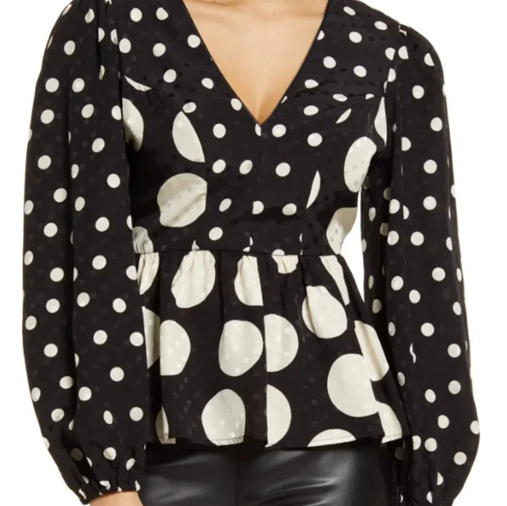 Topshop Jacquard Peplum Blouse Size 4 - Picture 10 of 17